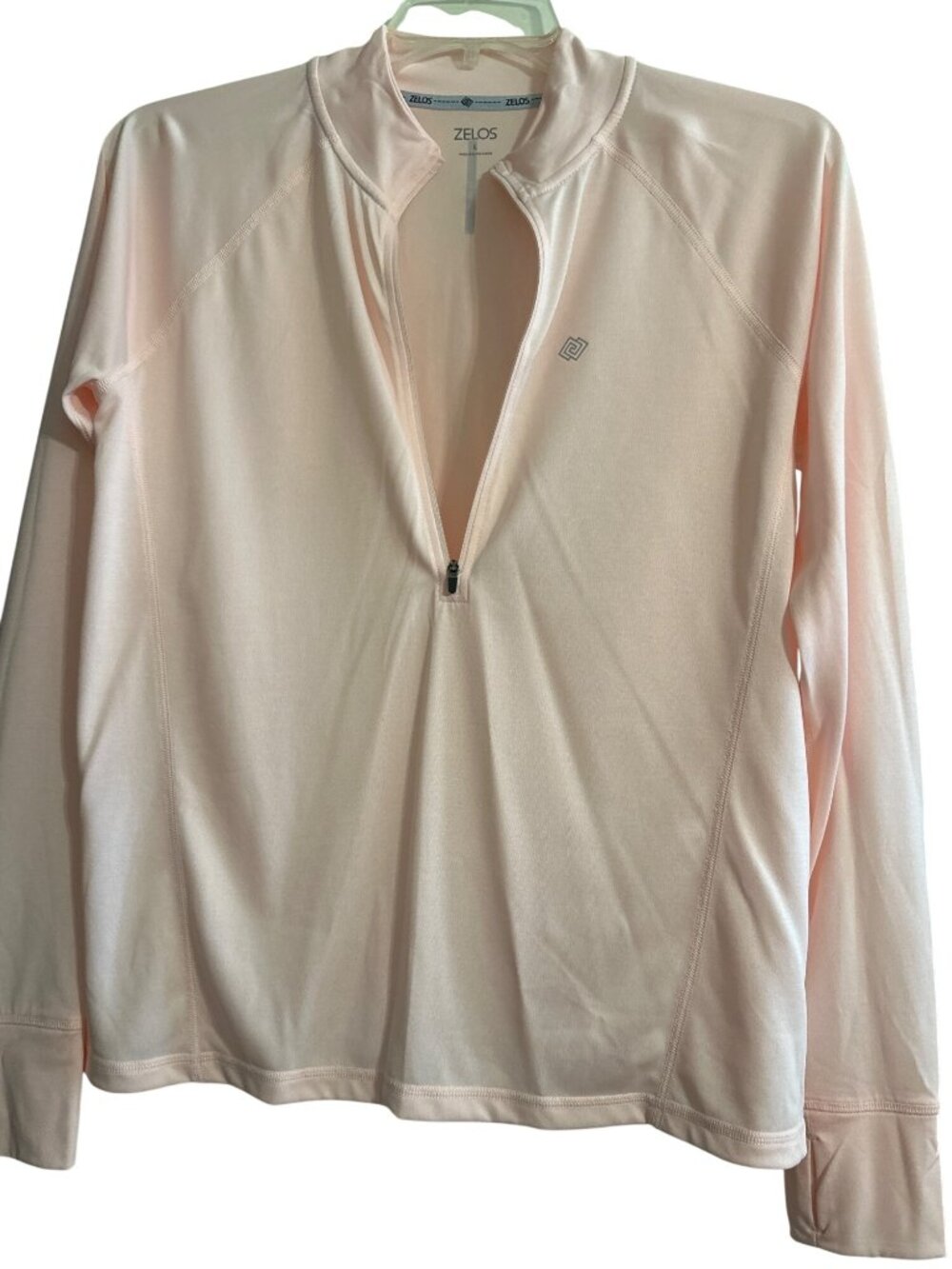 Zelos Womens Pink 1/4 Zip Long Sleeve Pullover Top Lightweight Size L